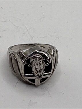 Sterling Silver Black Enamel Men's Signet Ring size 11